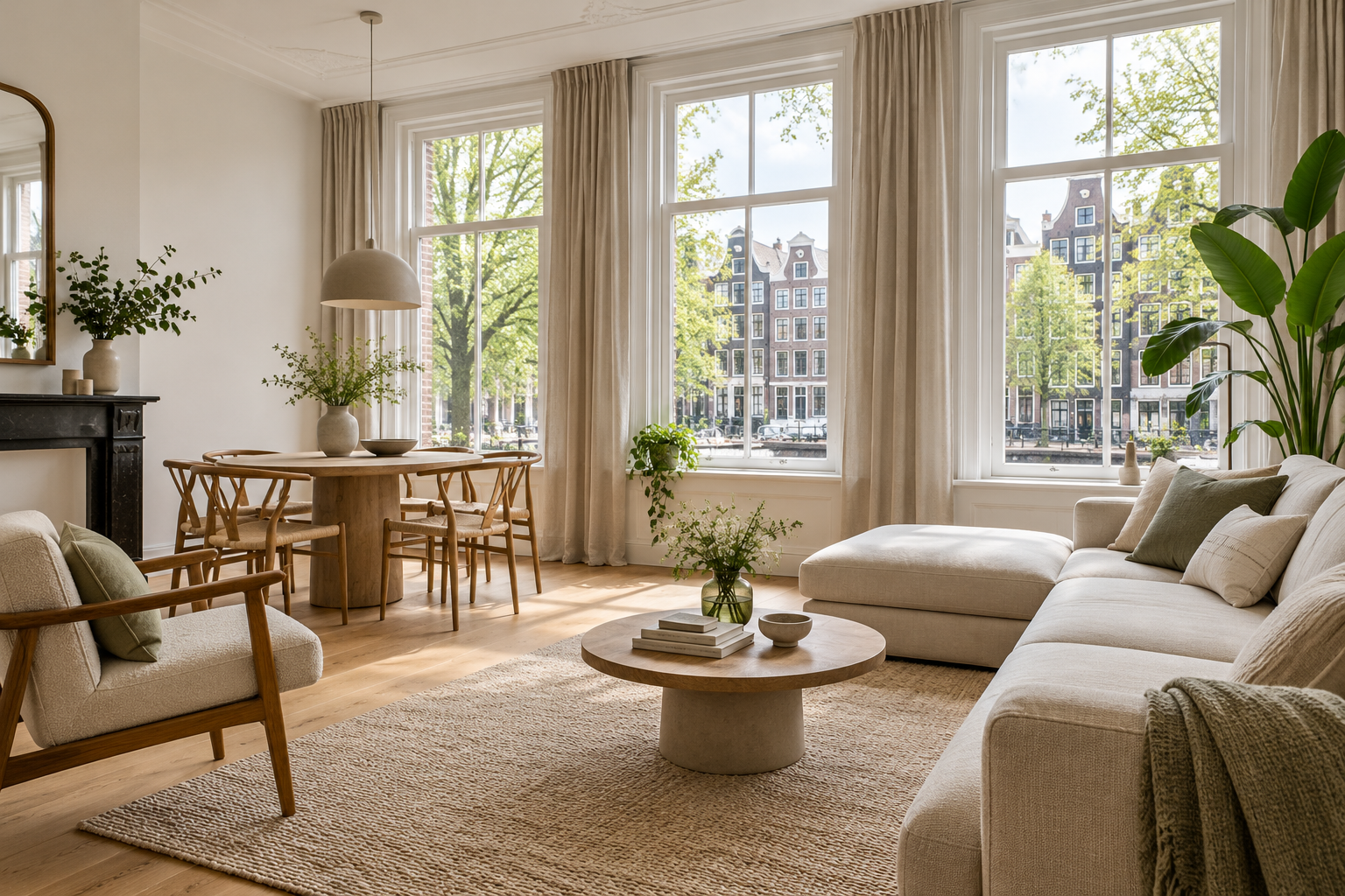Lichte woonkamer in een Nederlandse huurwoning